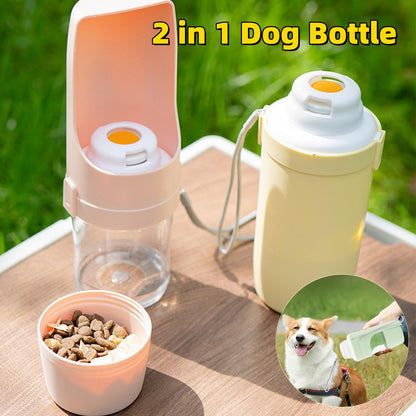 2-in-1 Portable Dog Water Bottle & Feeder – Outdoor Travel Pet Drinking Cup for Dogs & Cats