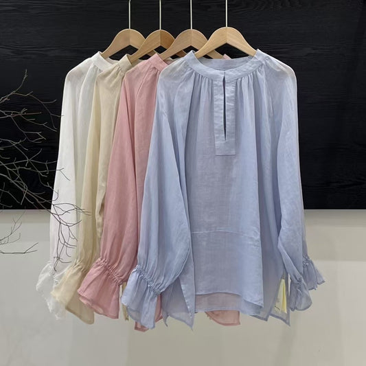 Elegant Design Sense Long Sleeve All-Match Blouse for Women