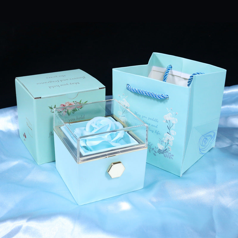 Rotating Soap Flower Rose Gift Box – A Timeless Romantic Surprise with Hidden Jewelry Drawer