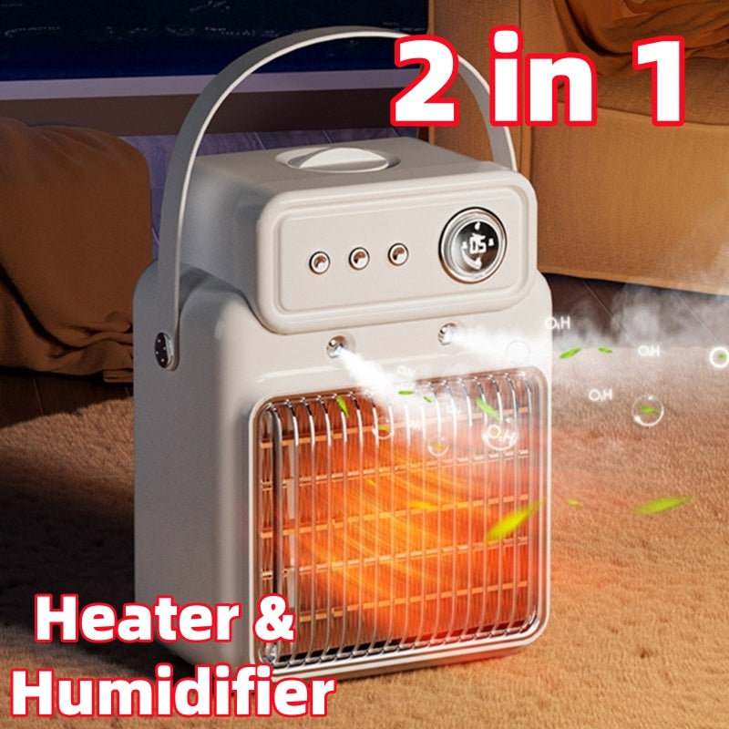 2-in-1 Efficient Room Heater & Humidifier – 1200W Indoor Table Heater with Safety Features