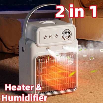 2-in-1 Efficient Room Heater & Humidifier – 1200W Indoor Table Heater with Safety Features