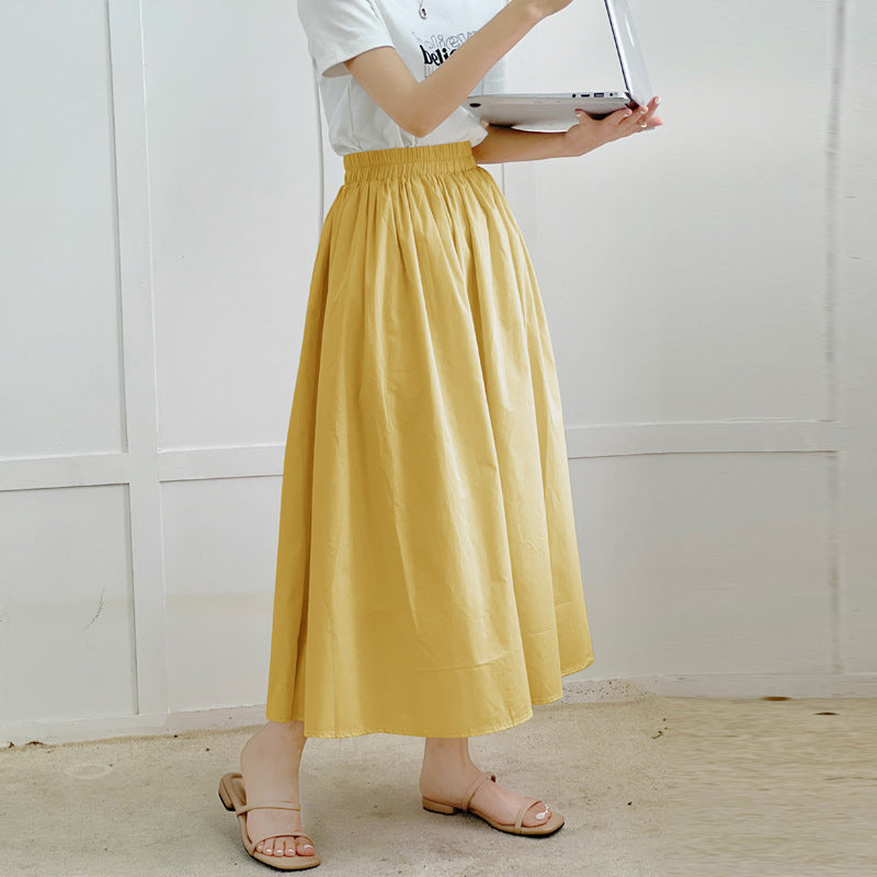 Skirt Pure Cotton Flared Pleated Swing