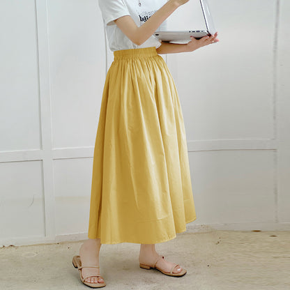 Skirt Pure Cotton Flared Pleated Swing