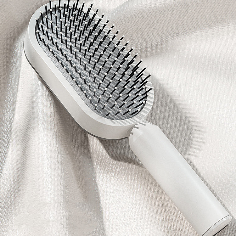 Self-Cleaning Hair Brush for Women – Anti-Static Scalp Massage Comb with One-Key Hair Removal