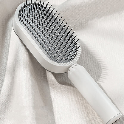Self-Cleaning Hair Brush for Women – Anti-Static Scalp Massage Comb with One-Key Hair Removal