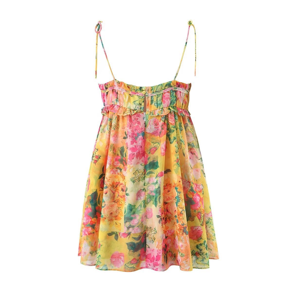 Y2K Floral Print Suspender Dress – Summer Vibes with Ruffled Charm