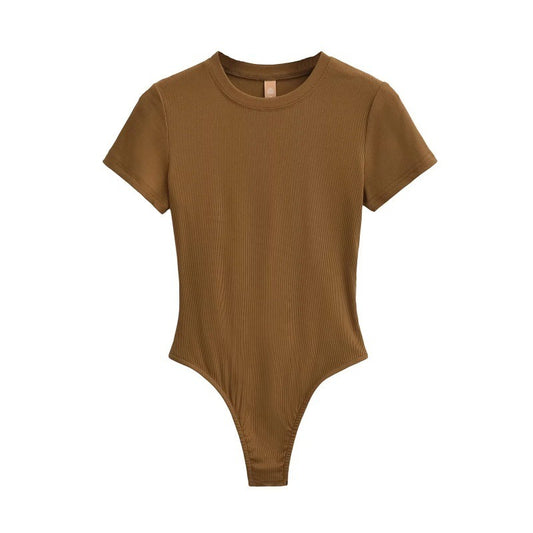 Neck Short Sleeve Rompers Slim Fit Slimming T-shirt Top