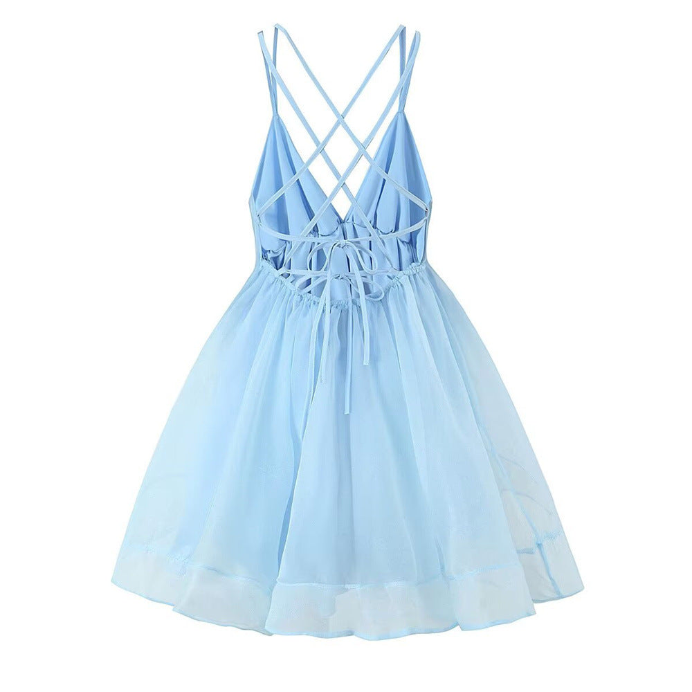 Summer New European And American Style Women's Multi-color Solid Color Sling Dress