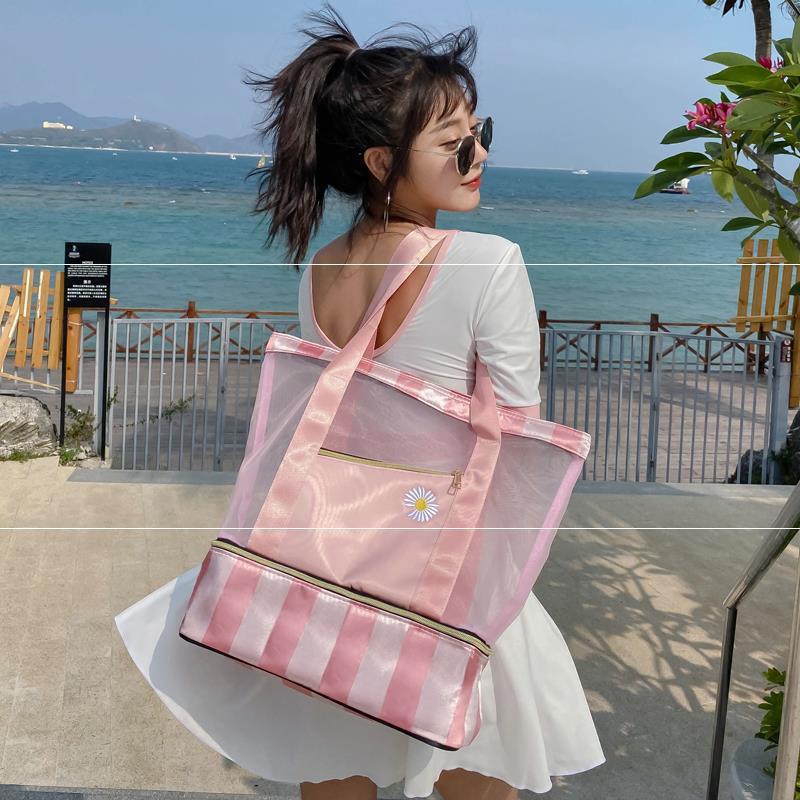 Women's Mesh Swimming Bag – Waterproof Nylon Wet/Dry Separation Gym &amp; Beach Backpack (40×32×14cm)