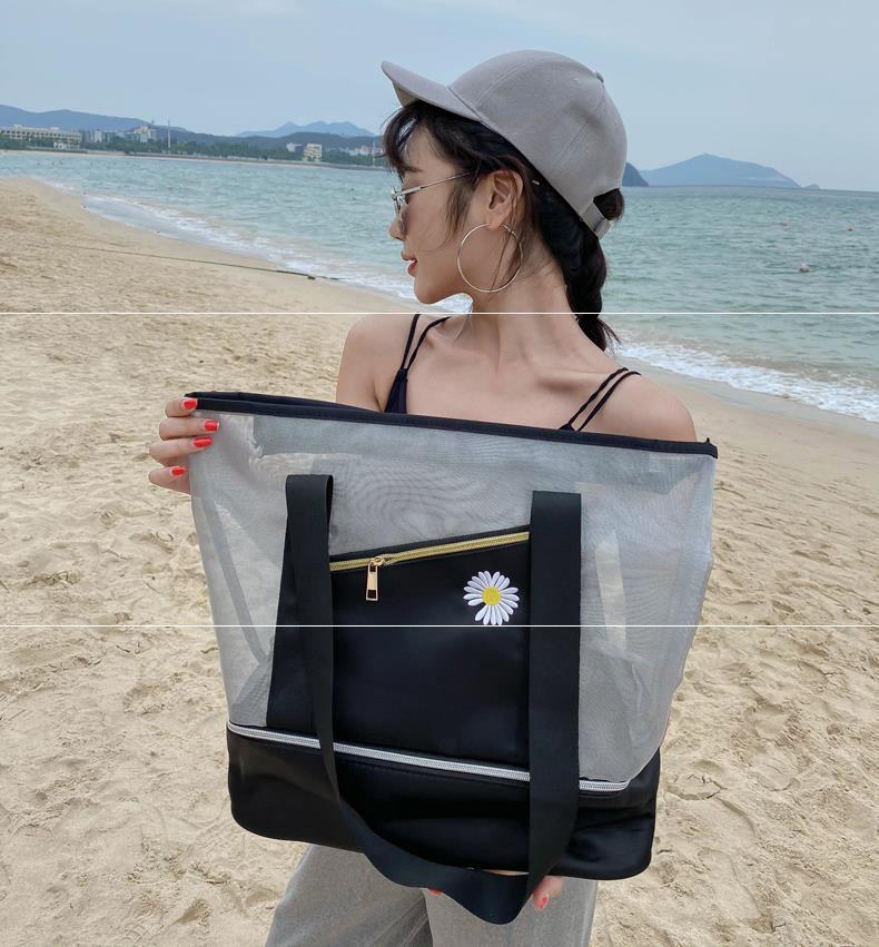 Women's Mesh Swimming Bag – Waterproof Nylon Wet/Dry Separation Gym &amp; Beach Backpack (40×32×14cm)