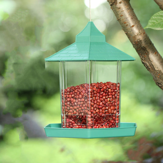 XL Hanging Bird Feeder – Large Plastic Outdoor Garden Feeder with Lanyard Rope (Green)