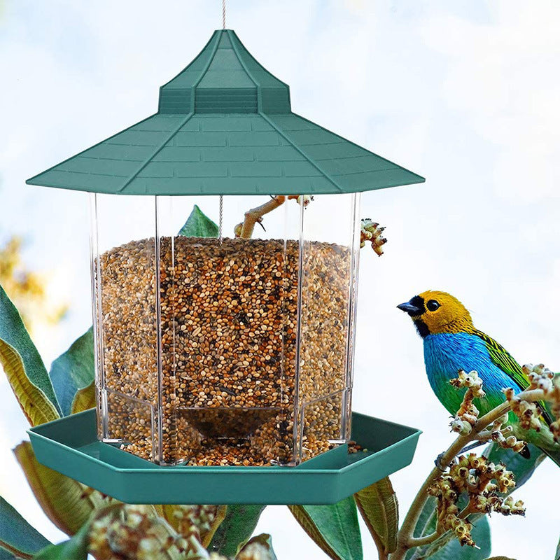 XL Hanging Bird Feeder – Large Plastic Outdoor Garden Feeder with Lanyard Rope (Green)