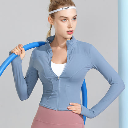 Women’s Yoga Sports Jacket – Moisture-Wicking Zip-Up Coat for Running, Gym &amp; Cycling