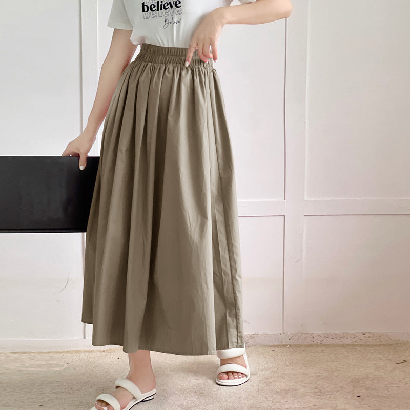 Skirt Pure Cotton Flared Pleated Swing