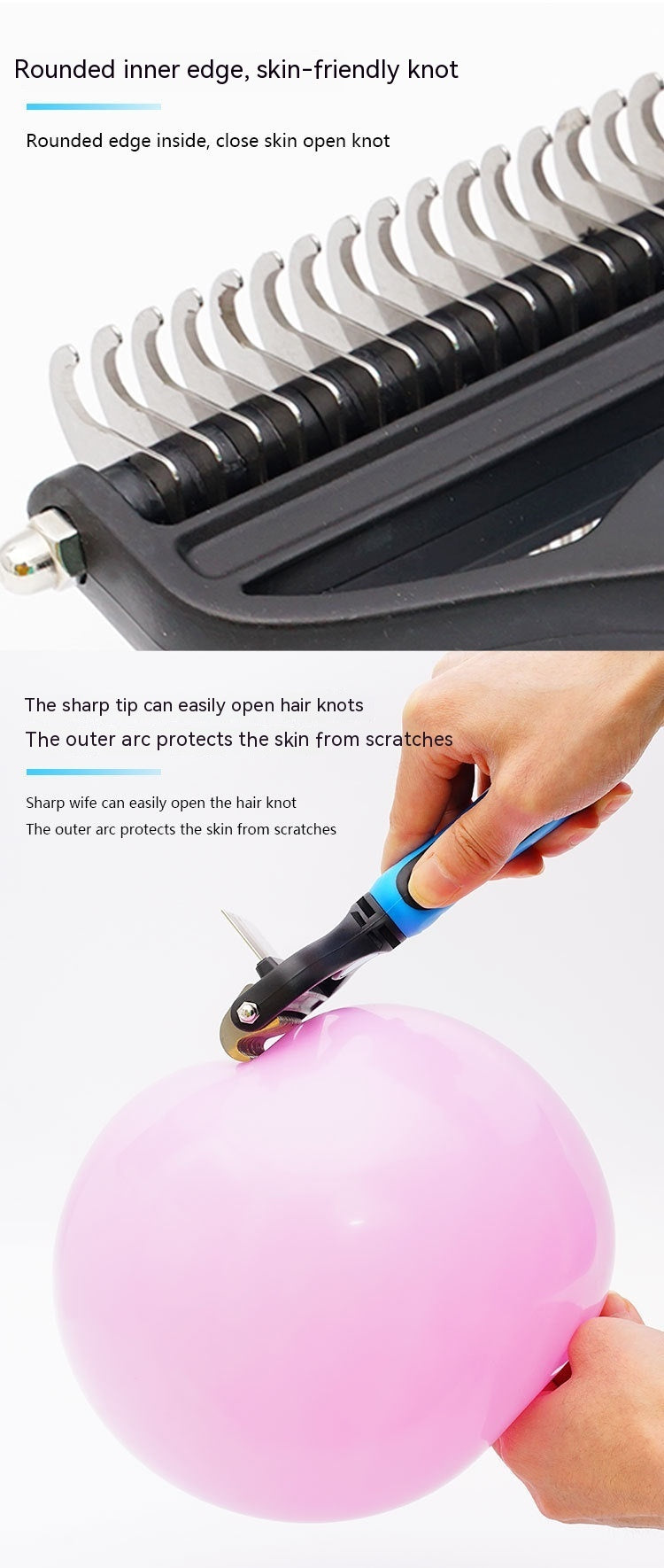 Pet Hair Unknotting Comb – Two-in-One Thin Comb for Grooming & Detangling