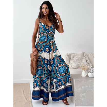 Women's Fashion Bohemian Strap One-piece Wide-leg Pants