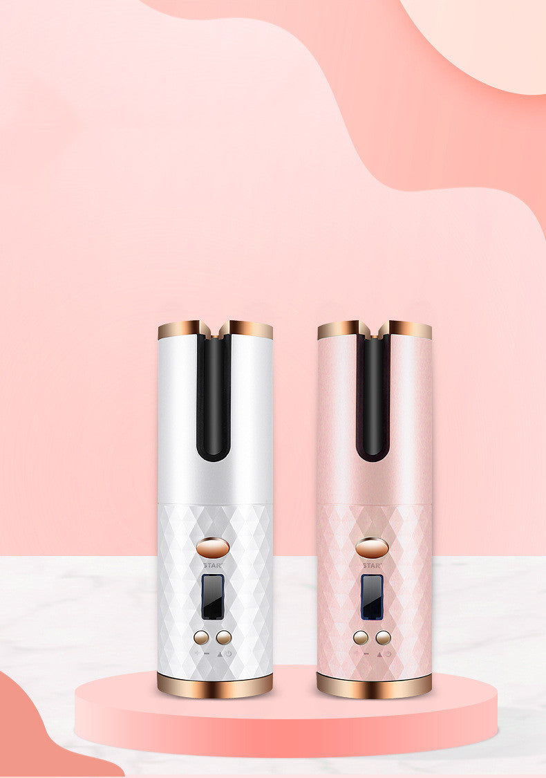 Rechargeable Automatic Hair Curler – Portable Ceramic Curling Iron with LCD Display & Rotating Curling Barrel for Women