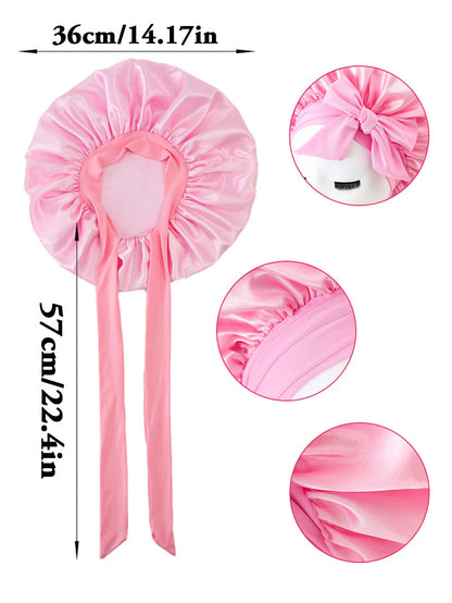 Adjustable Satin Hair Bonnet for Sleeping – Silk Night Cap Scarf Wrap for Curly Hair Protection