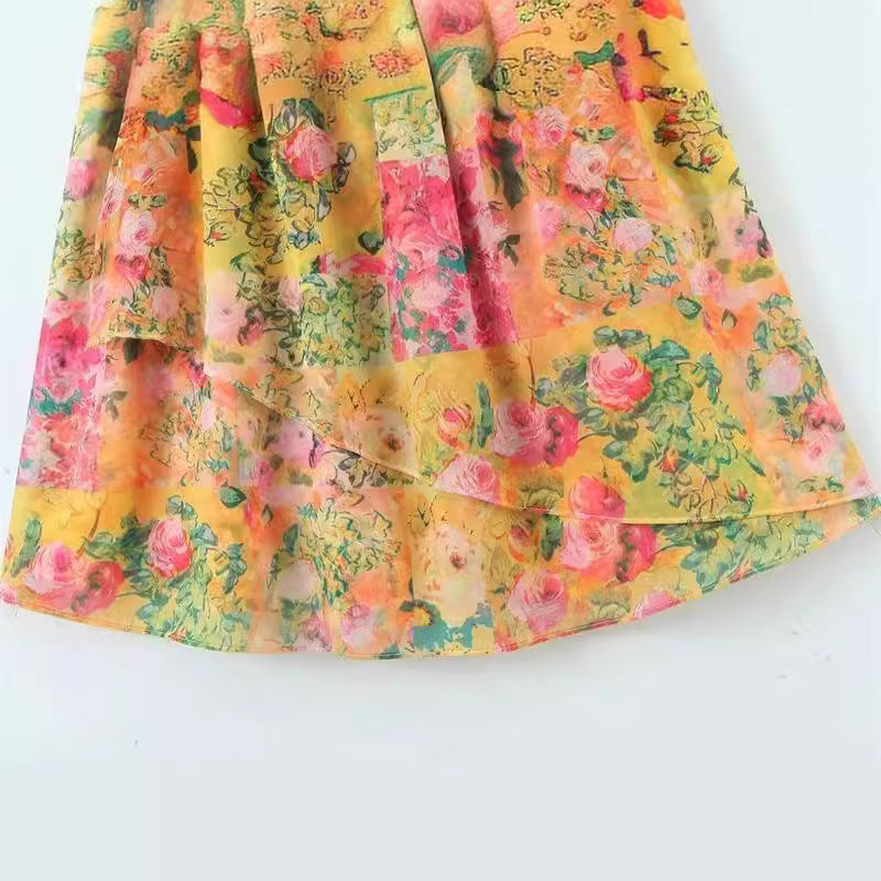 Y2K Floral Print Suspender Dress – Summer Vibes with Ruffled Charm