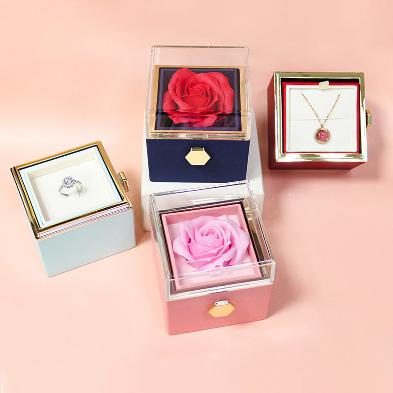 Rotating Soap Flower Rose Gift Box – A Timeless Romantic Surprise with Hidden Jewelry Drawer
