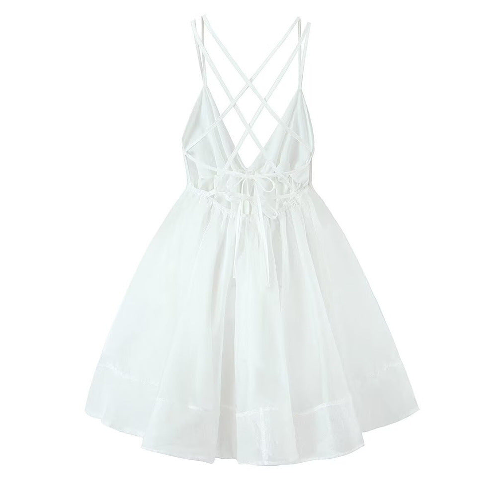 Summer New European And American Style Women's Multi-color Solid Color Sling Dress