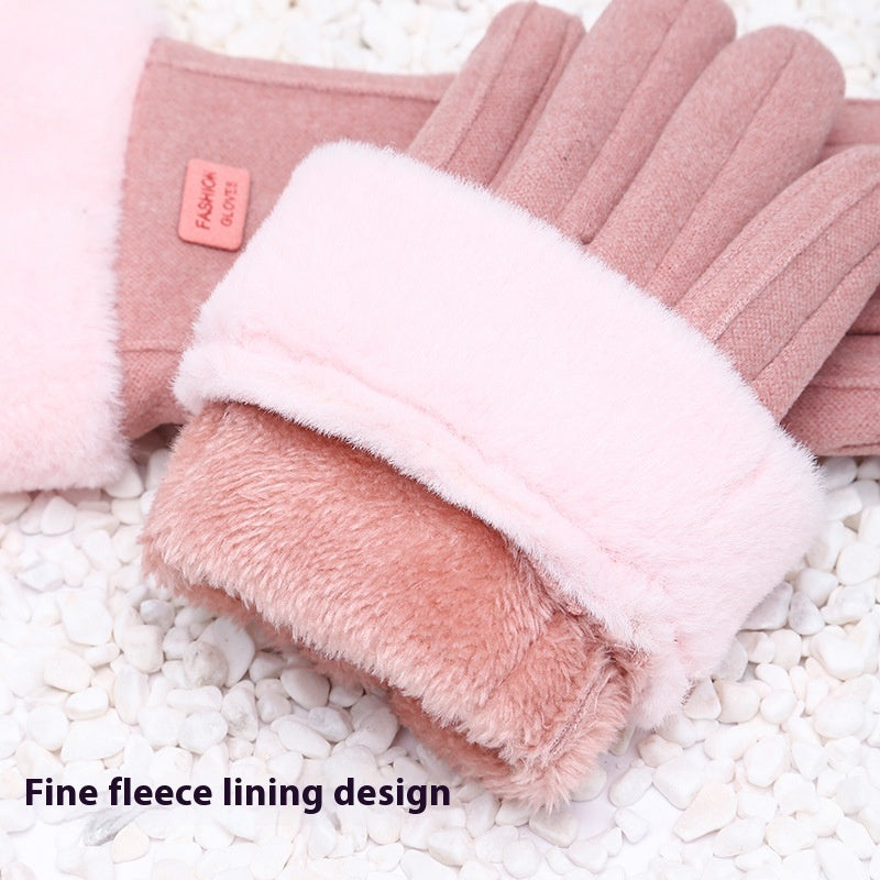 Women's Winter Touch Screen Gloves – Warm Velvet-Lined, Thickened & Windproof for Cycling and Riding