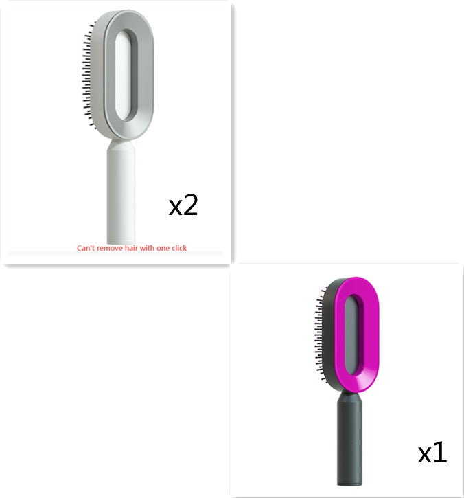 Self-Cleaning Hair Brush for Women – Anti-Static Scalp Massage Comb with One-Key Hair Removal