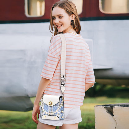 Stylish Women’s Summer Phone Bag – Pearl Chain Crossbody Wallet for Girl