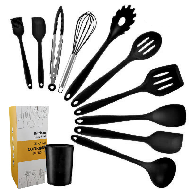 German Silicone Spatula Kitchenware Set – 10/11-Piece Non-Stick Cooking Utensils with Storage Bucket