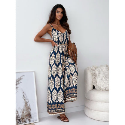 Women's Fashion Bohemian Strap One-piece Wide-leg Pants