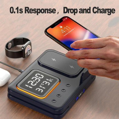 All-in-One 15W Wireless Charger – LED Clock, Phone Stand & Fast Charging Station