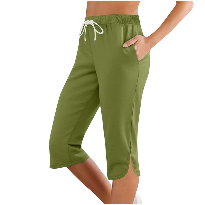 Women's High Waisted Capri Leggings - Drawstring Lounge Sweatpants with Pockets for Running & Gym
