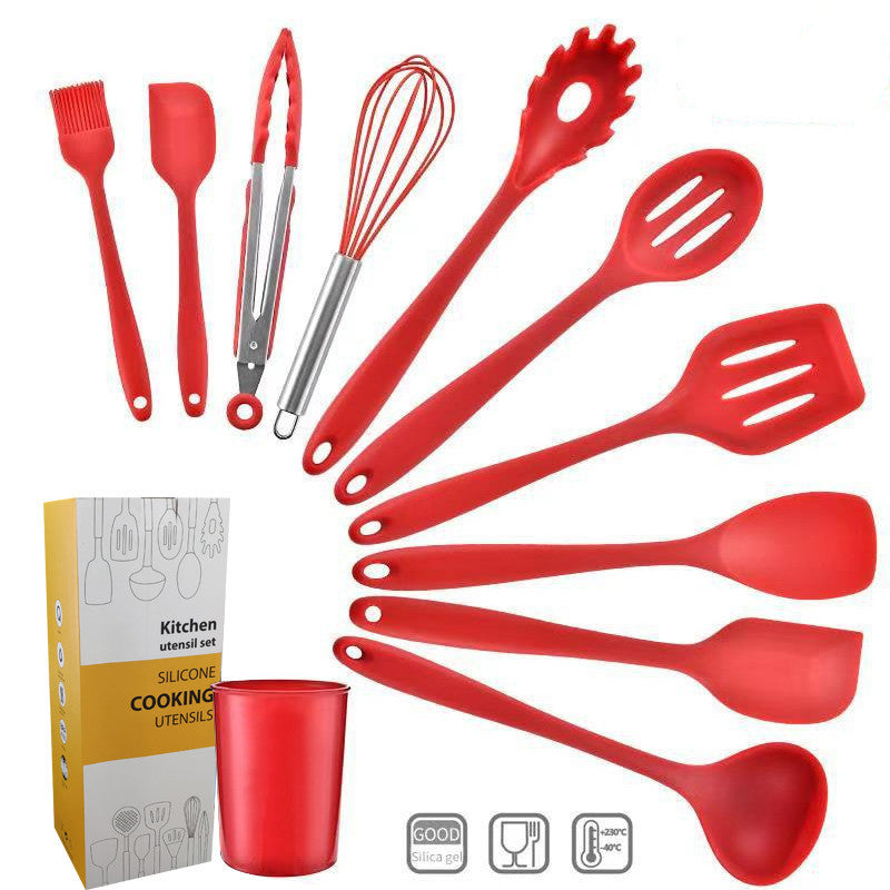 German Silicone Spatula Kitchenware Set – 10/11-Piece Non-Stick Cooking Utensils with Storage Bucket