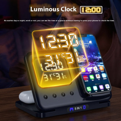 All-in-One 15W Wireless Charger – LED Clock, Phone Stand & Fast Charging Station