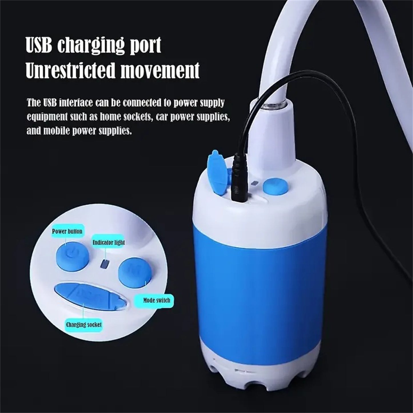 Portable Outdoor Camping Shower – Rechargeable 5000mAh Electric Shower with Adjustable Spray for Travel &amp; Hiking