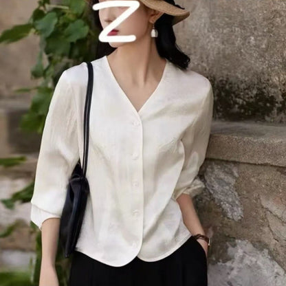 Ice-sensitive Acetate V-neck Long Sleeve Sunscreen Coat