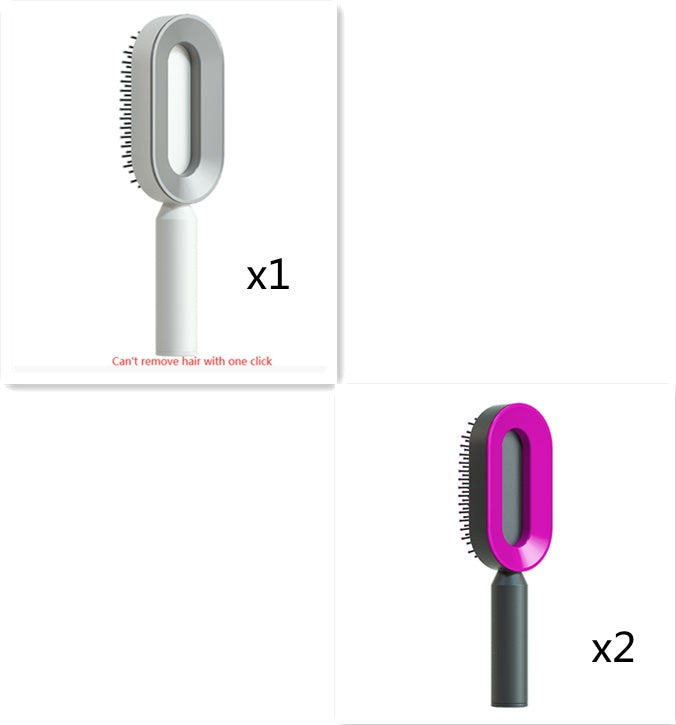 Self-Cleaning Hair Brush for Women – Anti-Static Scalp Massage Comb with One-Key Hair Removal