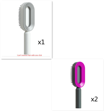 Self-Cleaning Hair Brush for Women – Anti-Static Scalp Massage Comb with One-Key Hair Removal