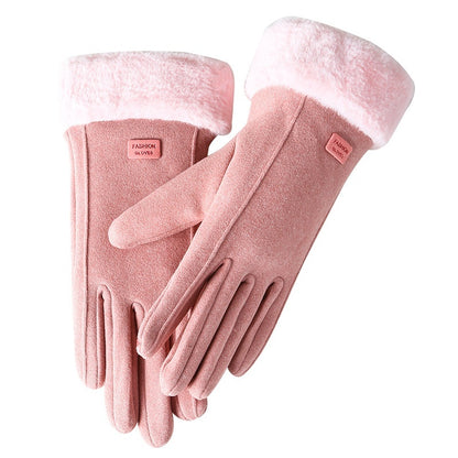 Women's Winter Touch Screen Gloves – Warm Velvet-Lined, Thickened & Windproof for Cycling and Riding