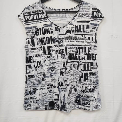 Women's Tribal Floral Print Hat Sleeve V-neck T-shirt