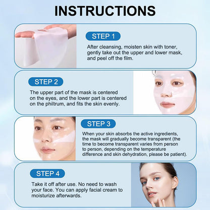 Collagen Face Mask – Pore-Shrinking, Moisturizing, Brightening &amp; Firming Skincare Sheet (Box of 4, 34g each)