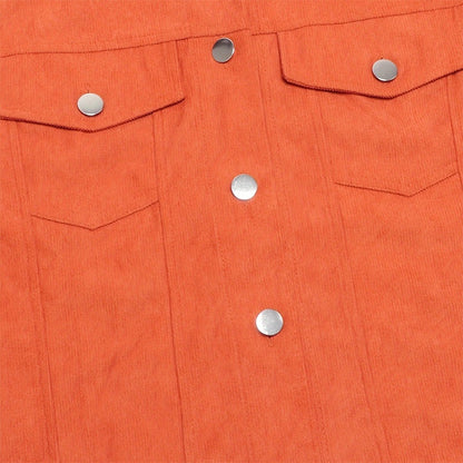 Women's Corduroy Long Sleeve Jacket - Casual Button-Up Coat With Flap Pockets, Fall & Spring Fashion Outerwear