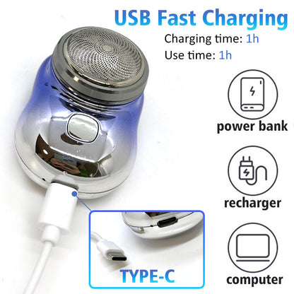 Portable Mini Electric Face Shaver – Cordless USB Rechargeable Razor for Men, Wet & Dry Use