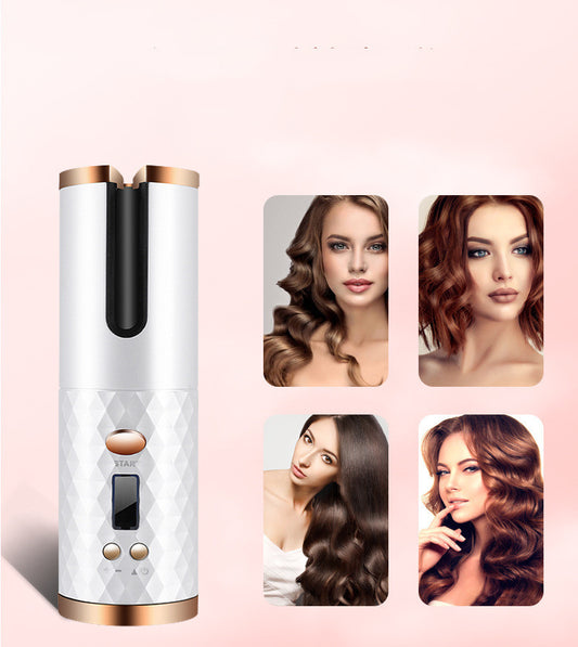 Rechargeable Automatic Hair Curler – Portable Ceramic Curling Iron with LCD Display & Rotating Curling Barrel for Women