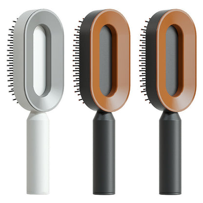 Self-Cleaning Hair Brush for Women – Anti-Static Scalp Massage Comb with One-Key Hair Removal