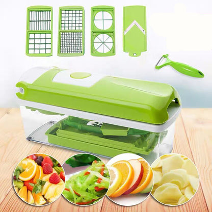 12pcs Multifunctional Vegetable Chopper Set – Handheld Food Grater, Slicer, Dicer &amp; Manual Food Cutter for Kitchen