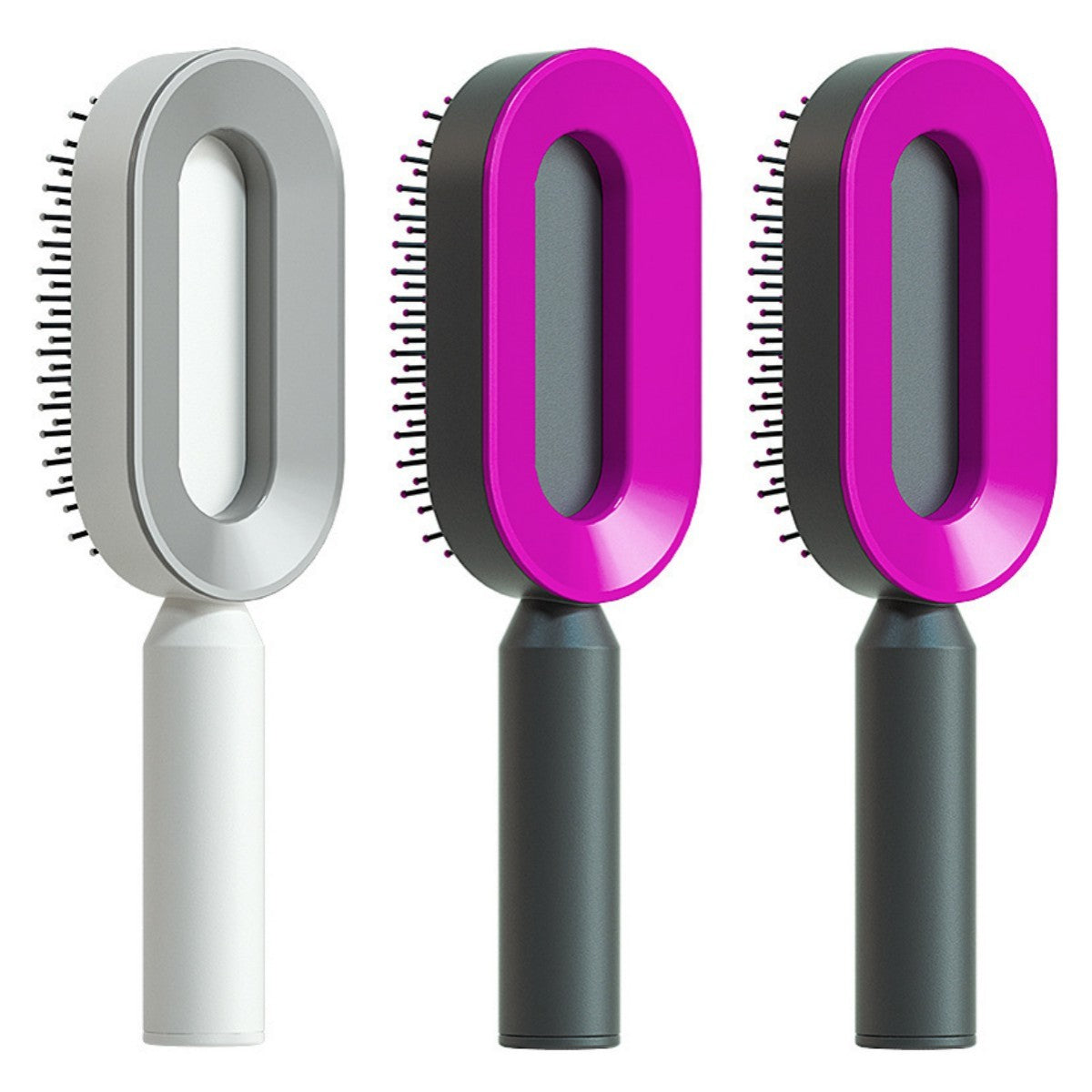 Self-Cleaning Hair Brush for Women – Anti-Static Scalp Massage Comb with One-Key Hair Removal