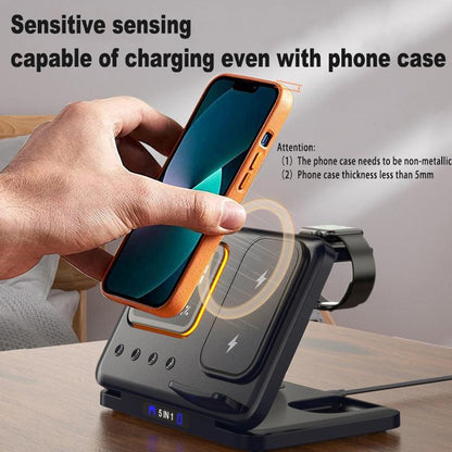 All-in-One 15W Wireless Charger – LED Clock, Phone Stand & Fast Charging Station