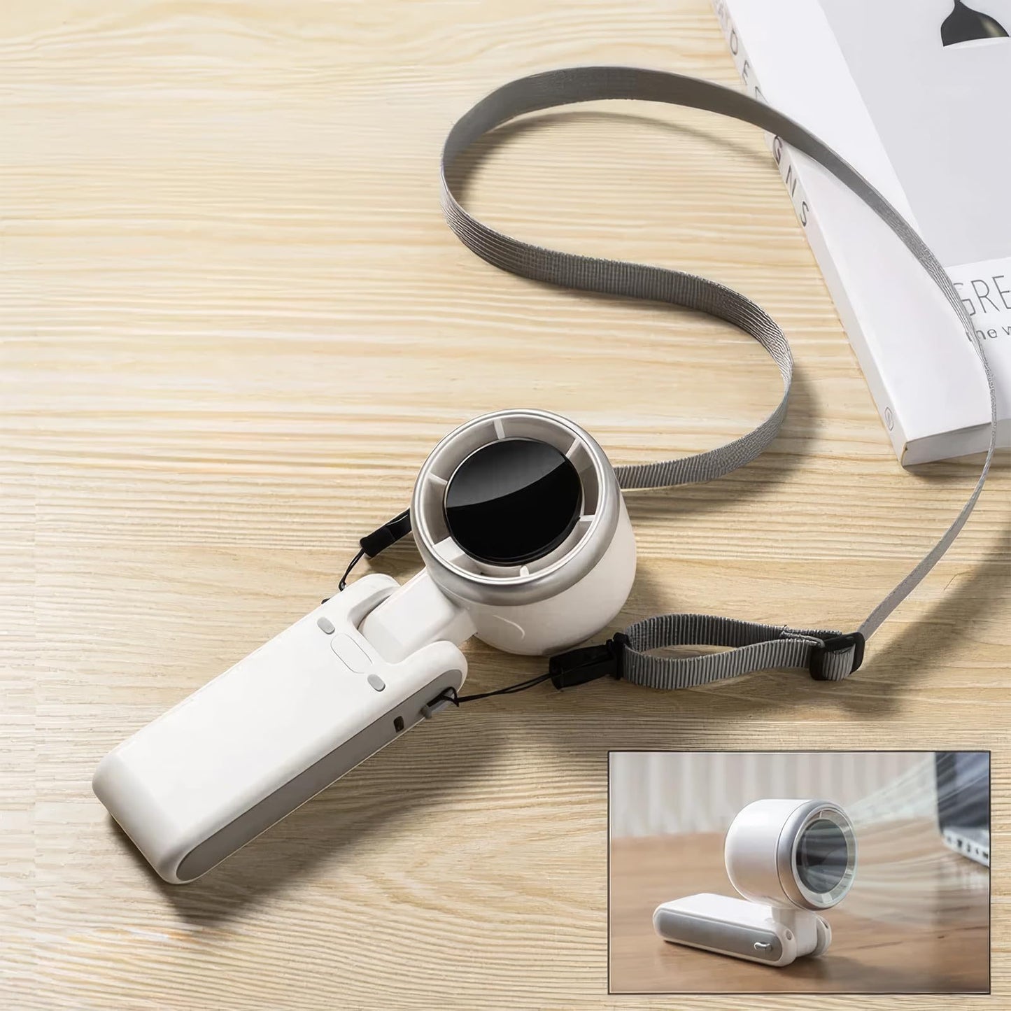 3-in-1 Turbo Folding Mini Fan – Neck Hanging | Desktop | Handheld