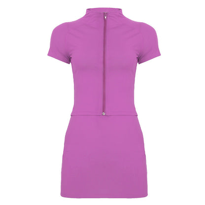 Women's Short Sleeve Yoga Outfit Set – European & American Style Sports Top and Skirt Suit for Fitness & Leisure